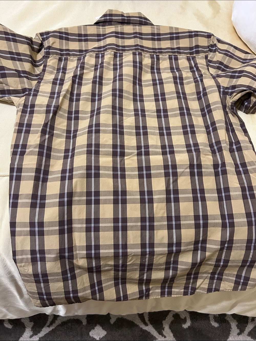 DIXXON Men’s Short-Sleeve Plaid Button-Up Shirt in Tan and Brown - Picture 5 of 6